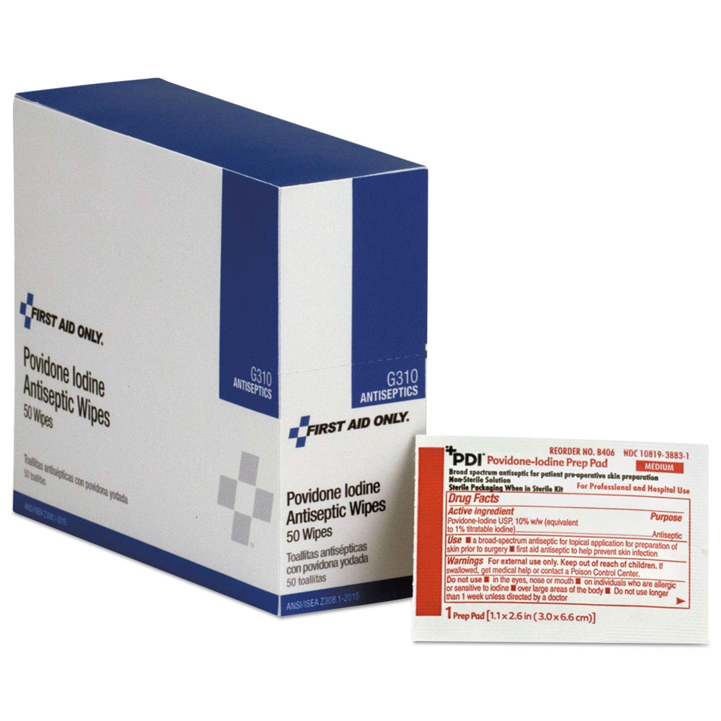 First Aid Only Refill for SmartCompliance General Business Cabinet, PVP Iodine, 50/Box (G310)