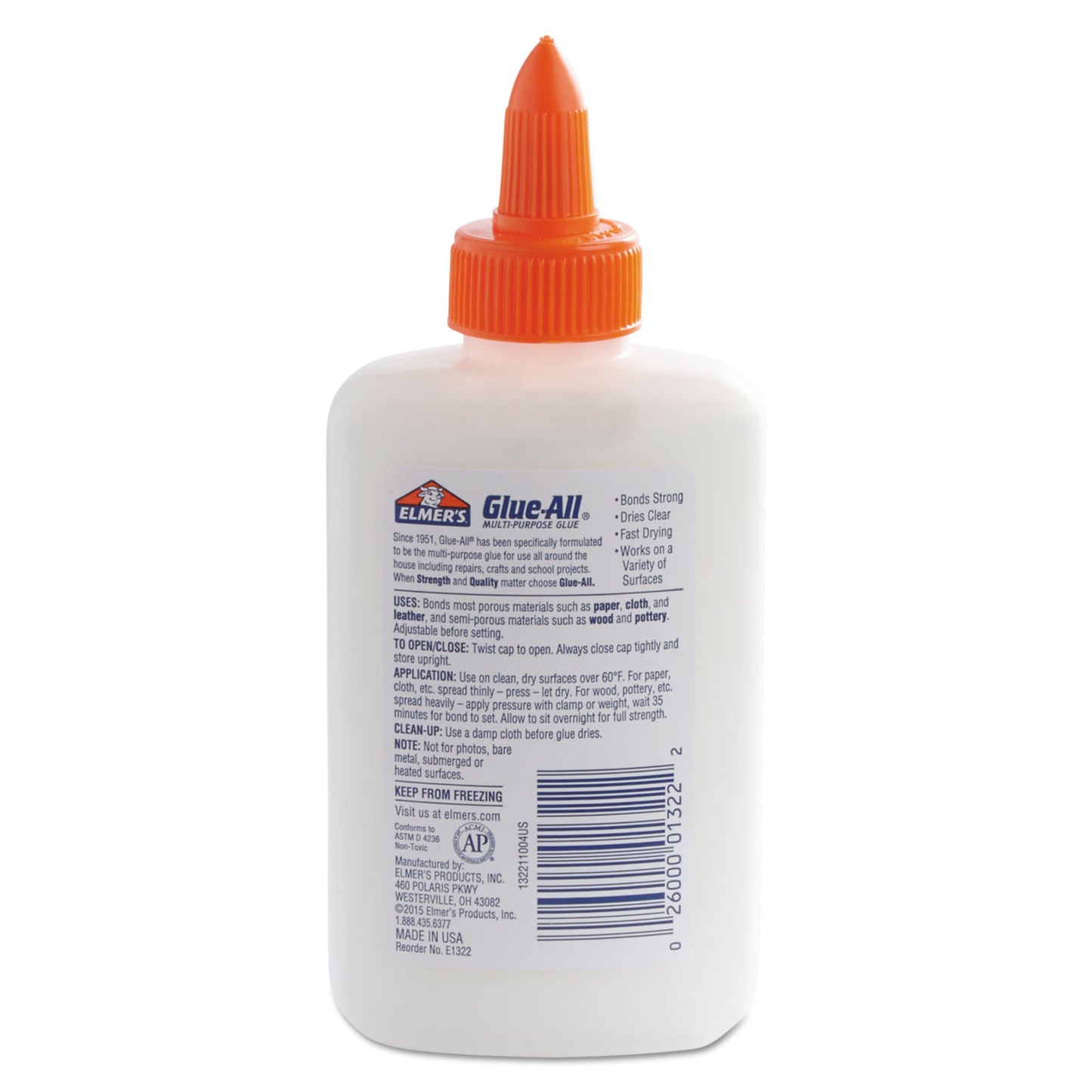 s Glue-All White Glue, 4 oz, Dries Clear (E1322)