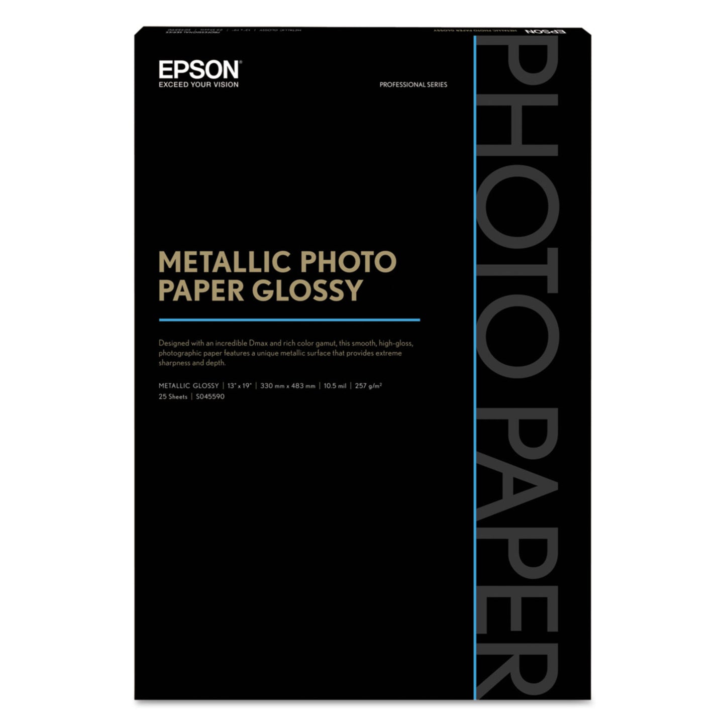 Epson Professional Media Metallic Gloss Photo Paper, 5.5 mil, 13 x 19, White, 25/Pack (S045590)