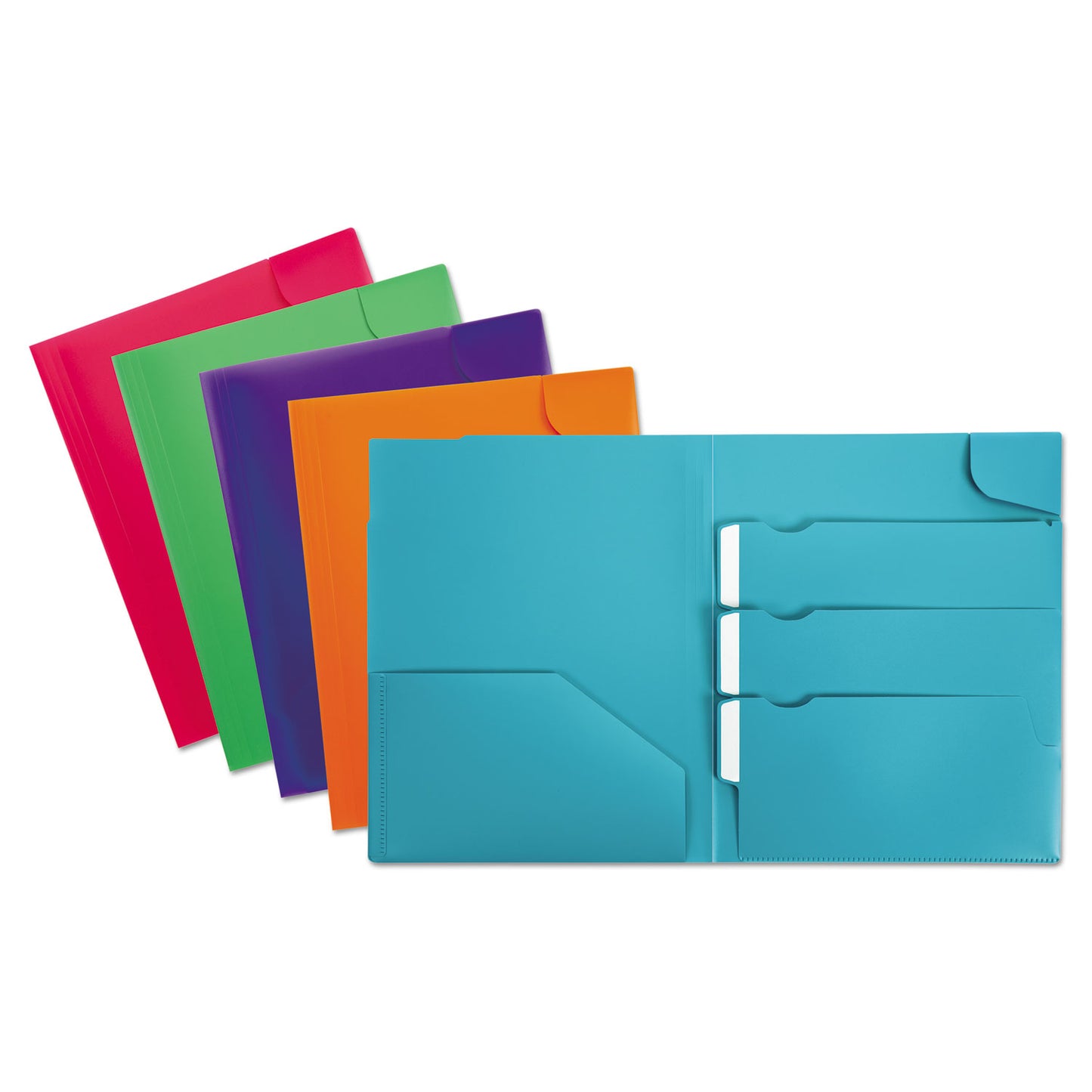 Oxford Divide It Up Four-Pocket Poly Folder, 110-Sheet Capacity, 11 x 8.5, Randomly Assorted Colors (99837)