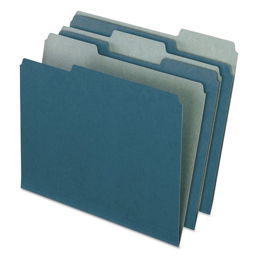 Earthwise by Pendaflex 100% Recycled Colored File Folders, 1/3-Cut Tabs: Assorted, Letter Size, 0.5" Expansion, Blue, 100/Box (04302)
