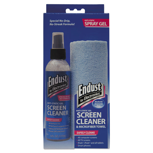 Endust LCD/Plasma Cleaning Gel Spray, 6 oz, Pump Spray Bottle with Microfiber Cloth (12275)