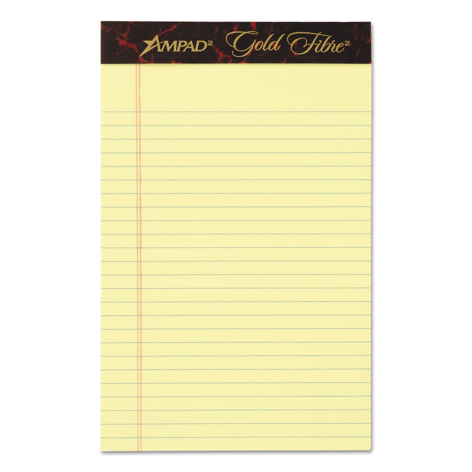 Ampad Gold Fibre Quality Writing Pads, Medium/College Rule, 50 Canary-Yellow 5 x 8 Sheets, Dozen (20004)