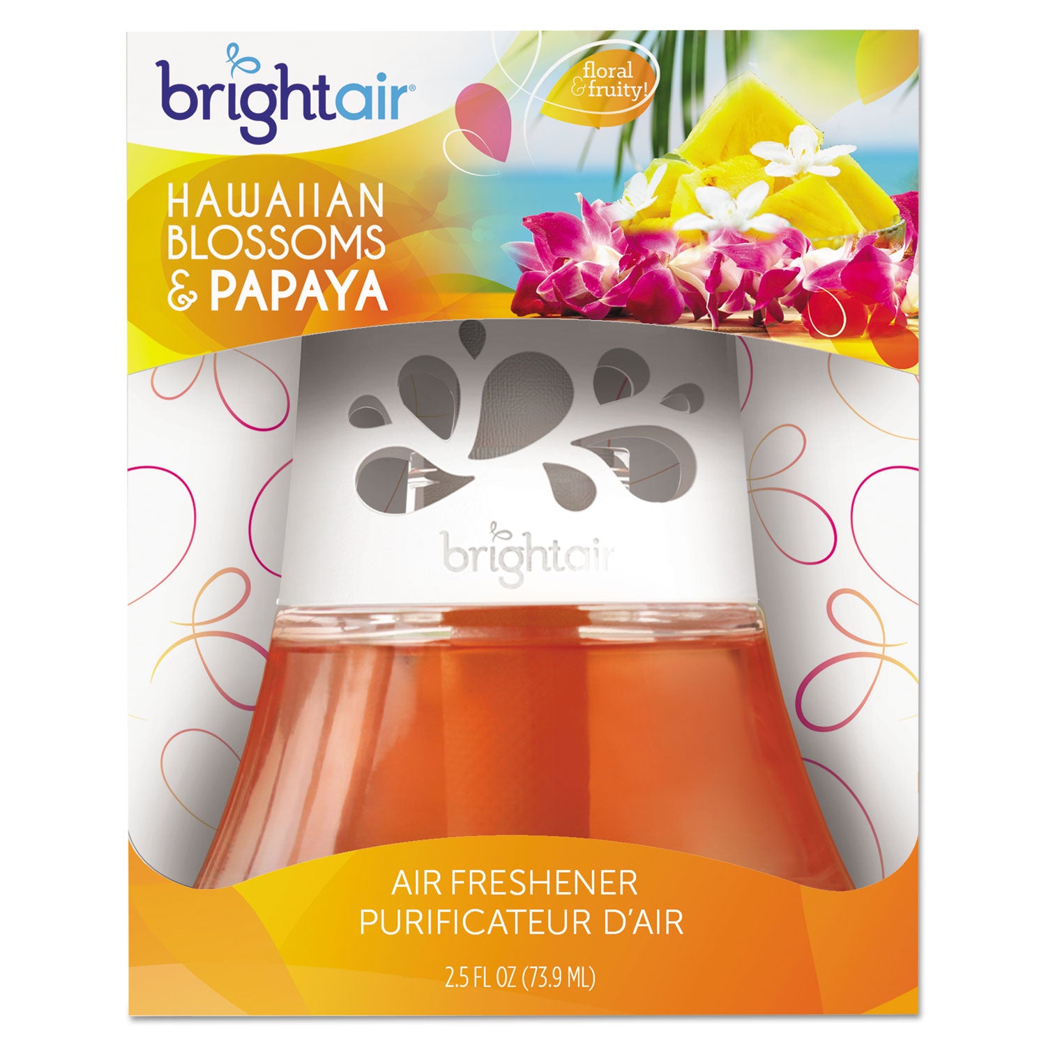 Bright Air Scented Oil Air Freshener, Hawaiian Blossoms and Papaya, Orange, 2.5 oz, 6/Carton (900021CT)