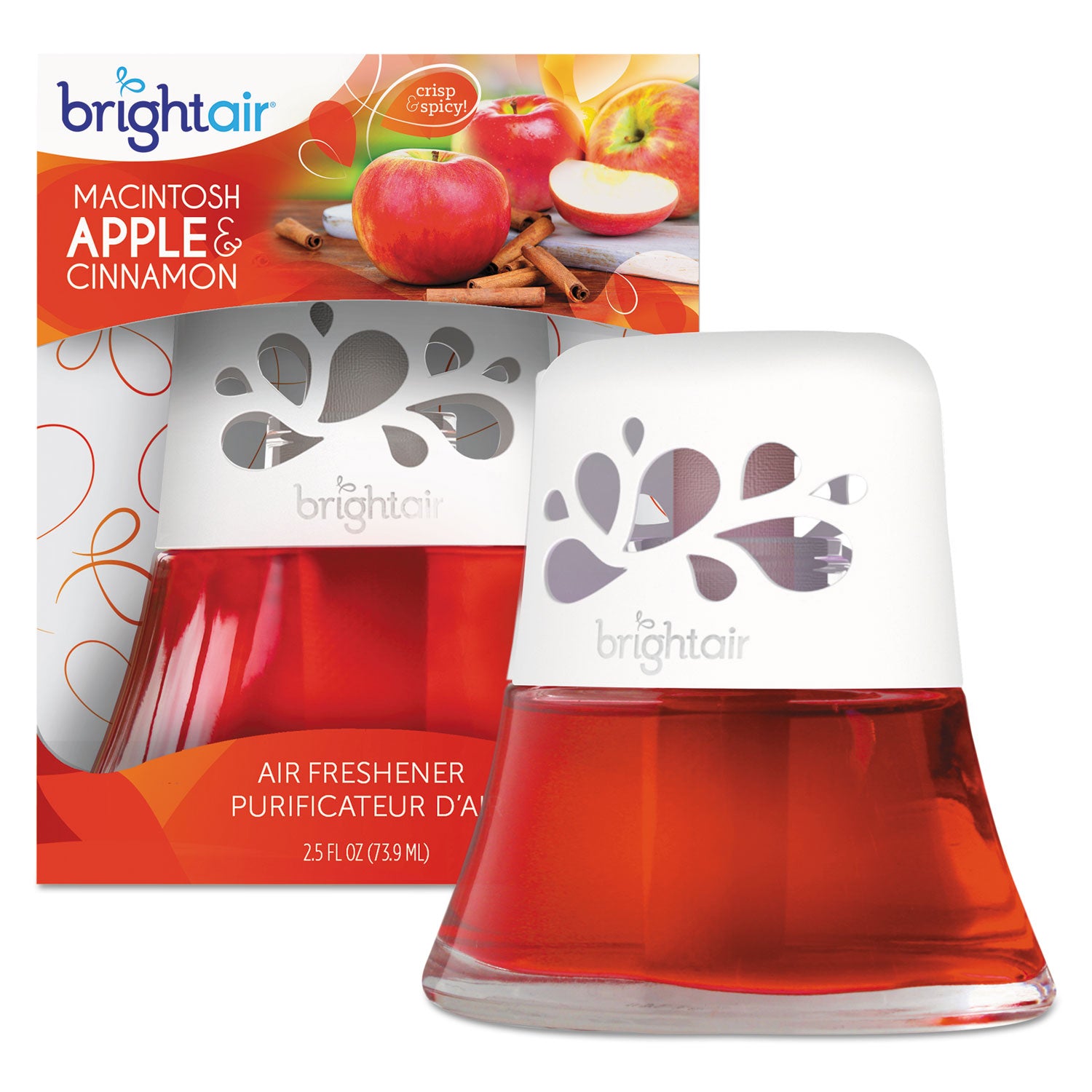 Bright Air Scented Oil Air Freshener, Macintosh Apple and Cinnamon, Red, 2.5 oz (900022)