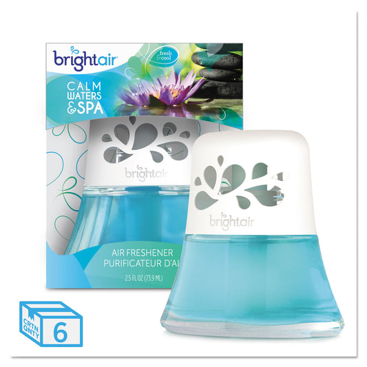 Bright Air Scented Oil Air Freshener, Calm Waters and Spa, Blue, 2.5 oz, 6/Carton (900115CT)