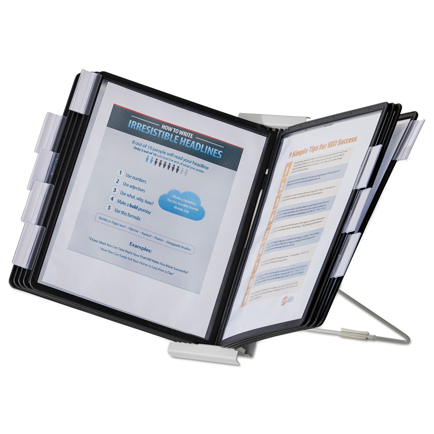 Durable InstaView Expandable Desktop Reference System, 10 Panels, Black Borders (561201)