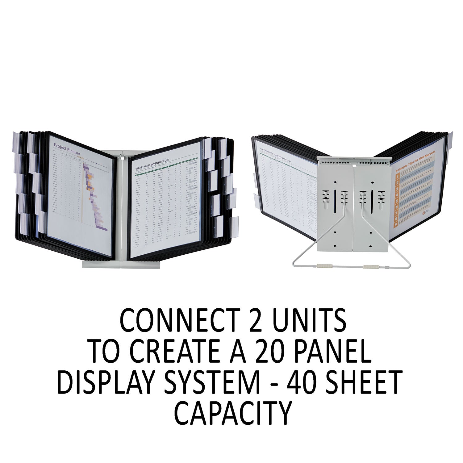 Durable InstaView Expandable Desktop Reference System, 10 Panels, Black Borders (561201)