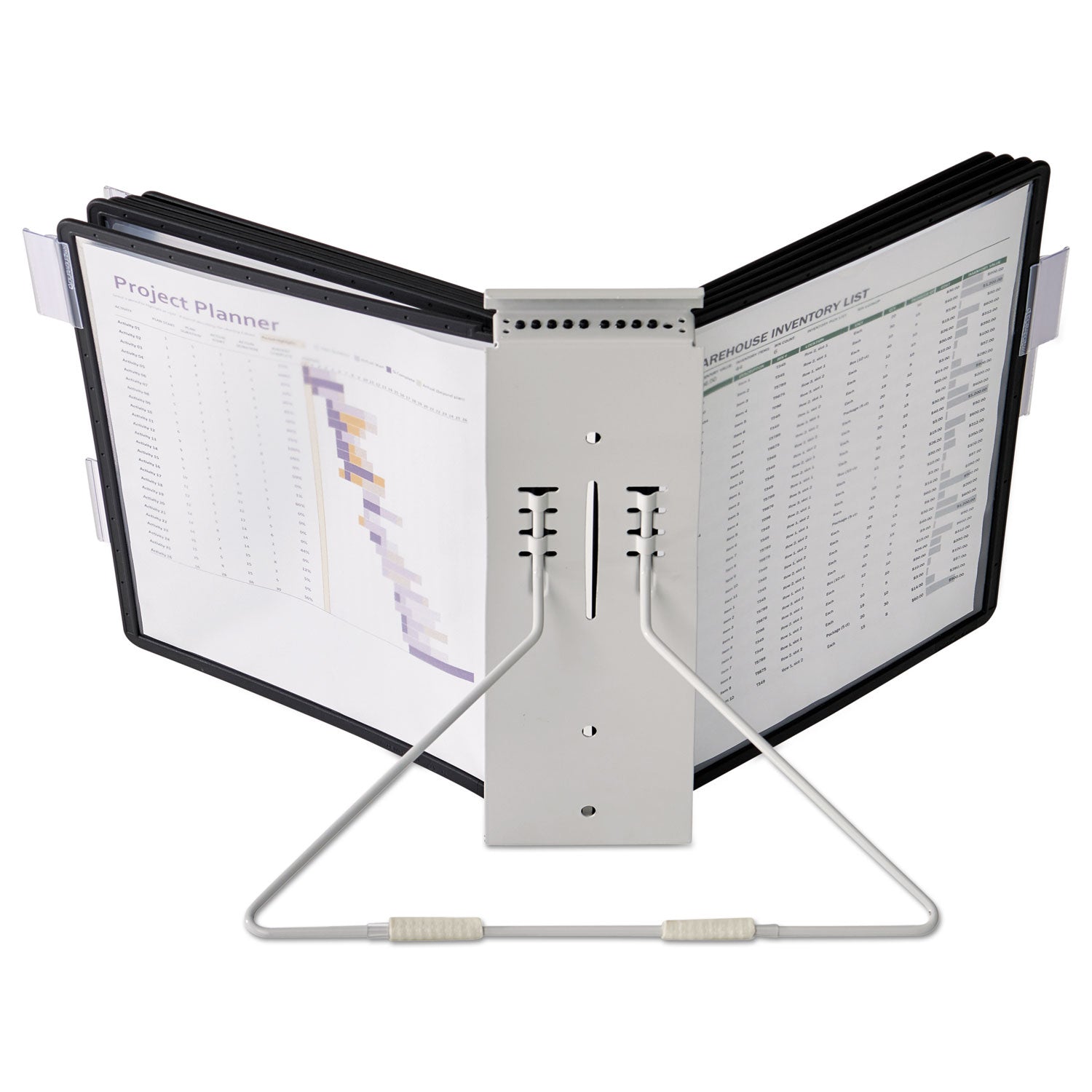 Durable InstaView Expandable Desktop Reference System, 10 Panels, Black Borders (561201)