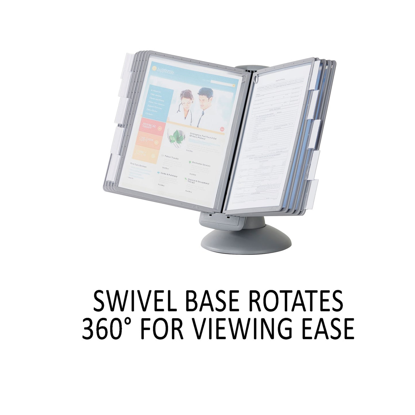 Durable SHERPA Motion Desk Reference System, 10 Panels, Gray Borders (553937)