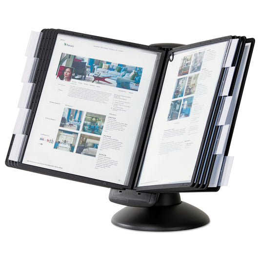 Durable SHERPA Motion Desk Reference System, 10 Panels, Black Borders (553901)