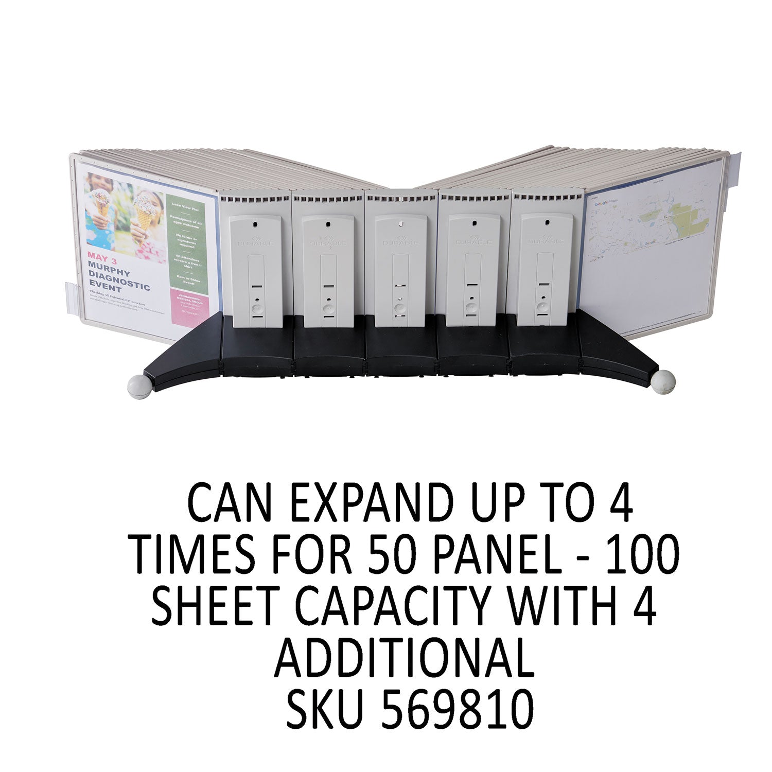 Durable SHERPA Desk Reference System, 10 Panels, 10 x 5.88 x 13.5, Gray Borders (554210)