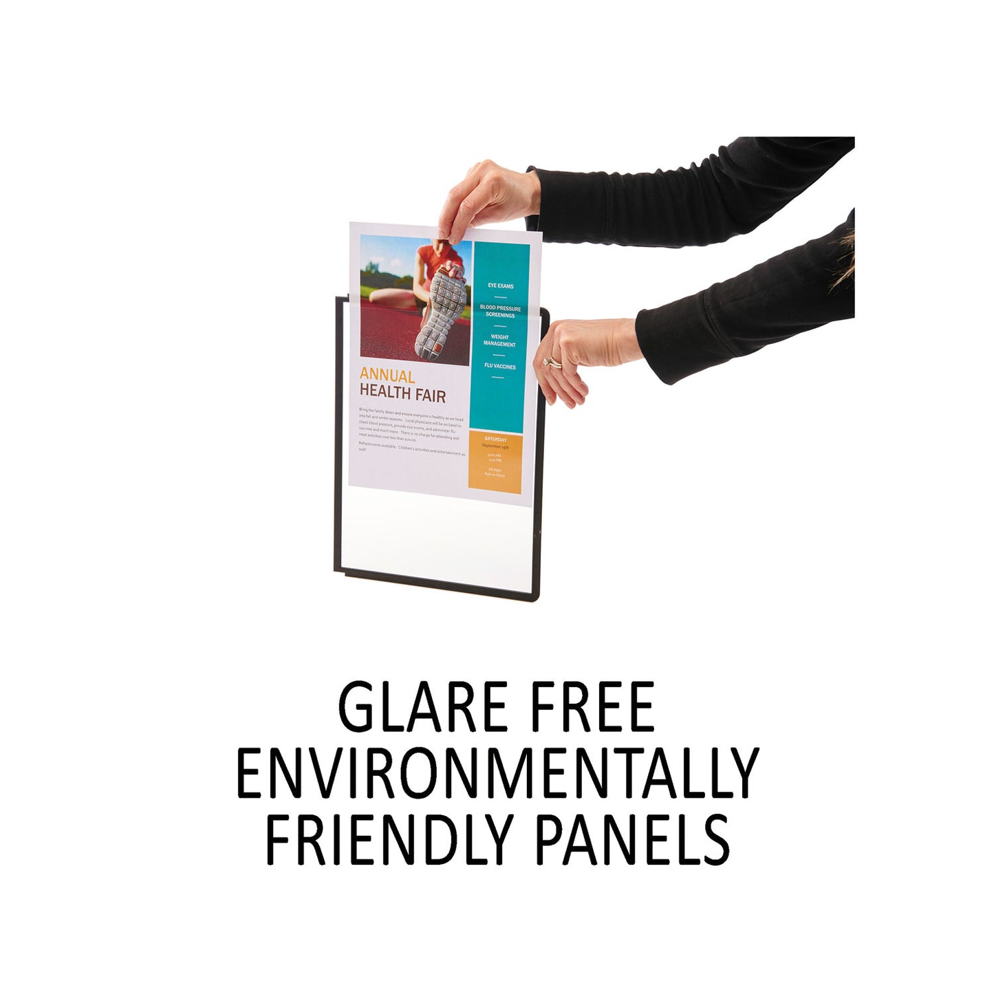 Durable SHERPA Motion Desk Reference System, 10 Panels, Black Borders (553901)