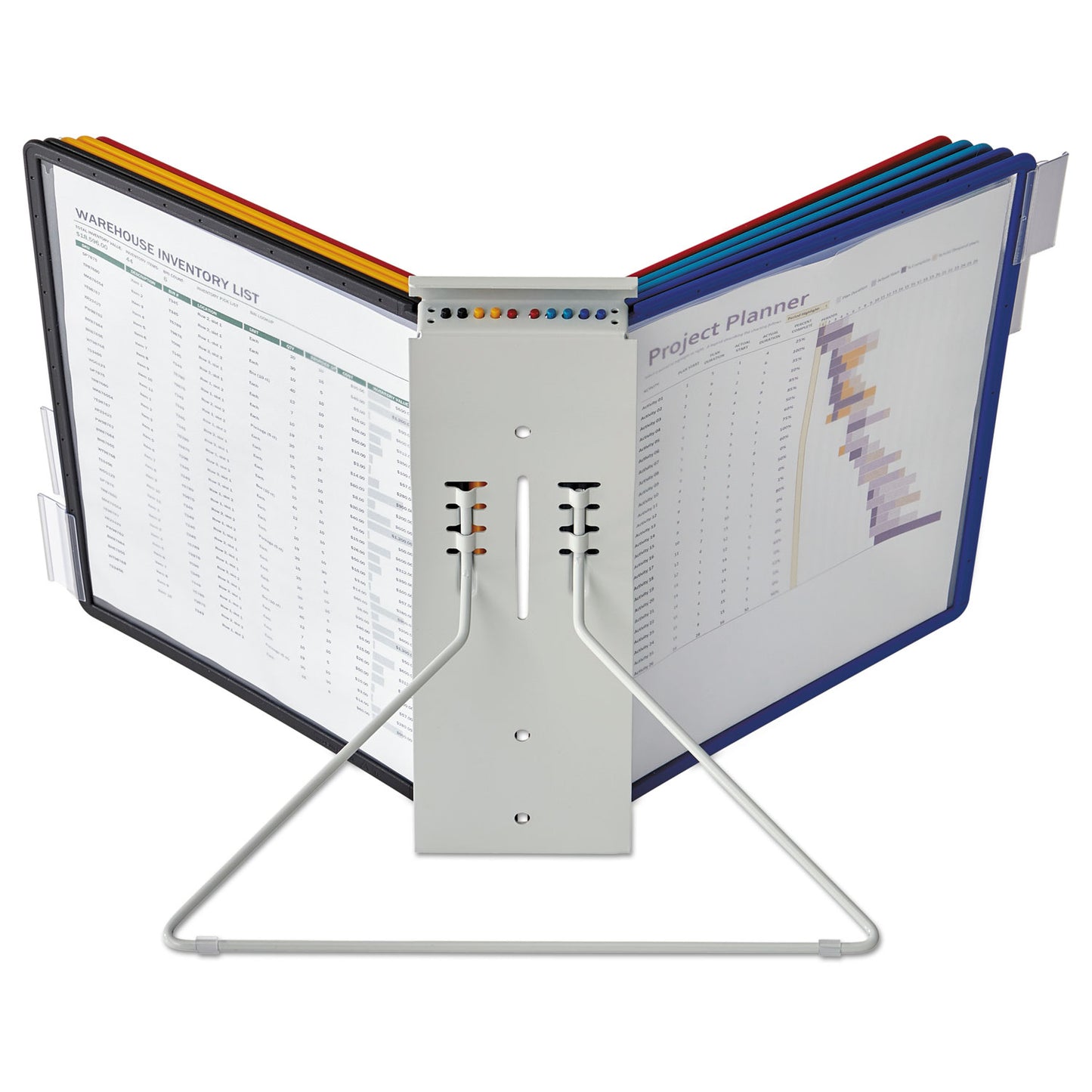 Durable InstaView Expandable Desktop Reference System, 10 Panels, Assorted Borders (561200)