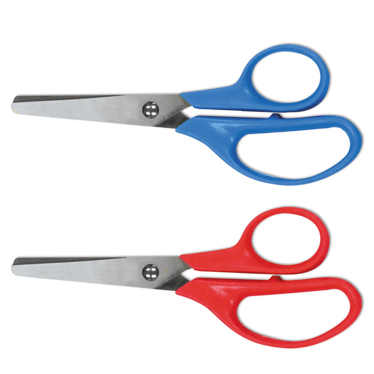 Universal Kids' Scissors, Rounded Tip, 5" Long, 1.75" Cut Length, Straight Assorted Color Handles, 2/Pack (92024)