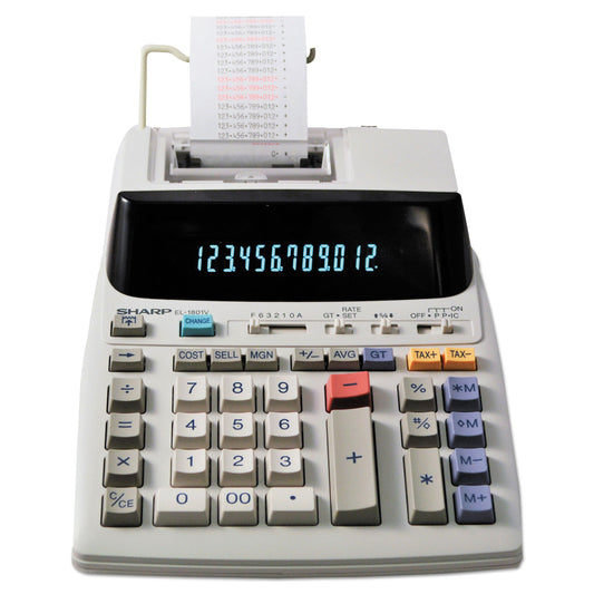 Sharp EL-1801V Two-Color Printing Calculator, Black/Red Print, 2.1 Lines/Sec