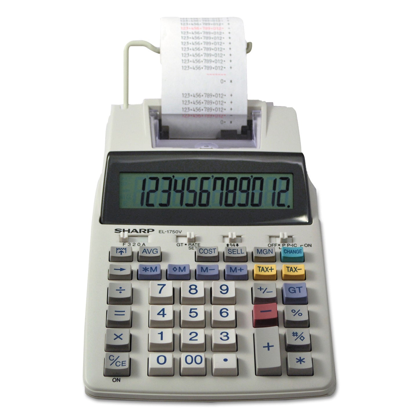 Sharp EL-1750V Two-Color Printing Calculator, Black/Red Print, 2 Lines/Sec