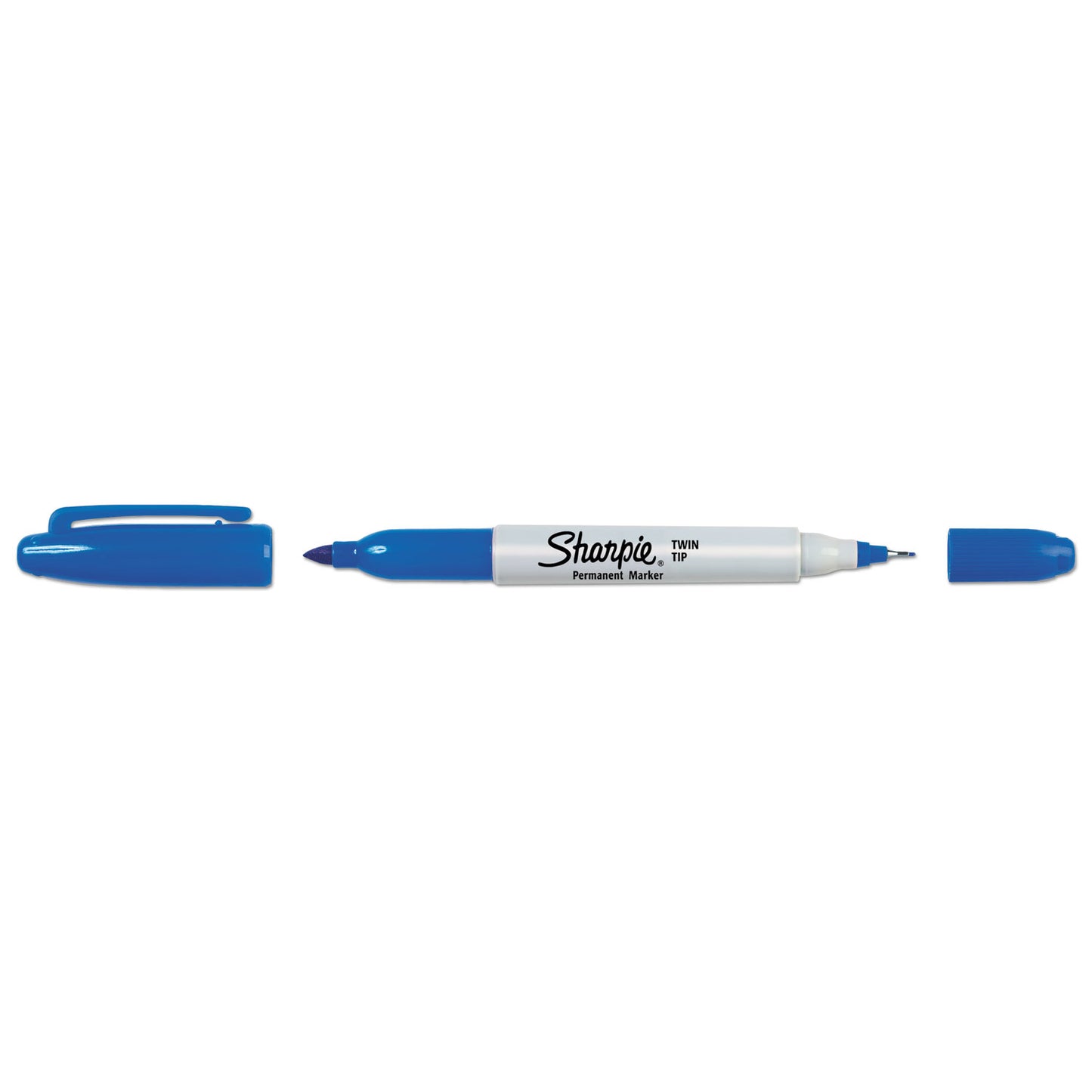 Sharpie Twin-Tip Permanent Marker, Extra-Fine/Fine Bullet Tips, Blue, Dozen (32003)