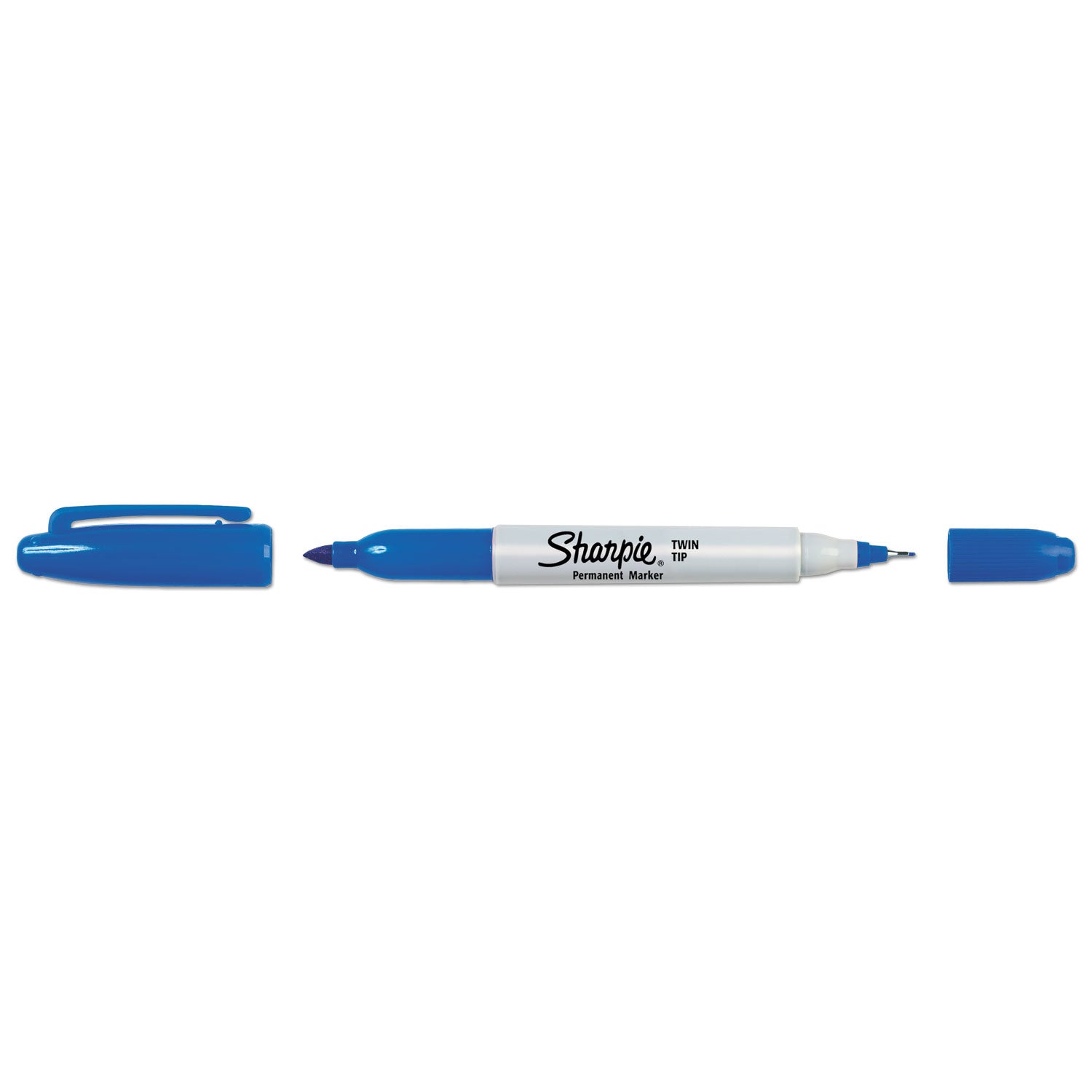 Sharpie Twin-Tip Permanent Marker, Extra-Fine/Fine Bullet Tips, Blue, Dozen (32003)