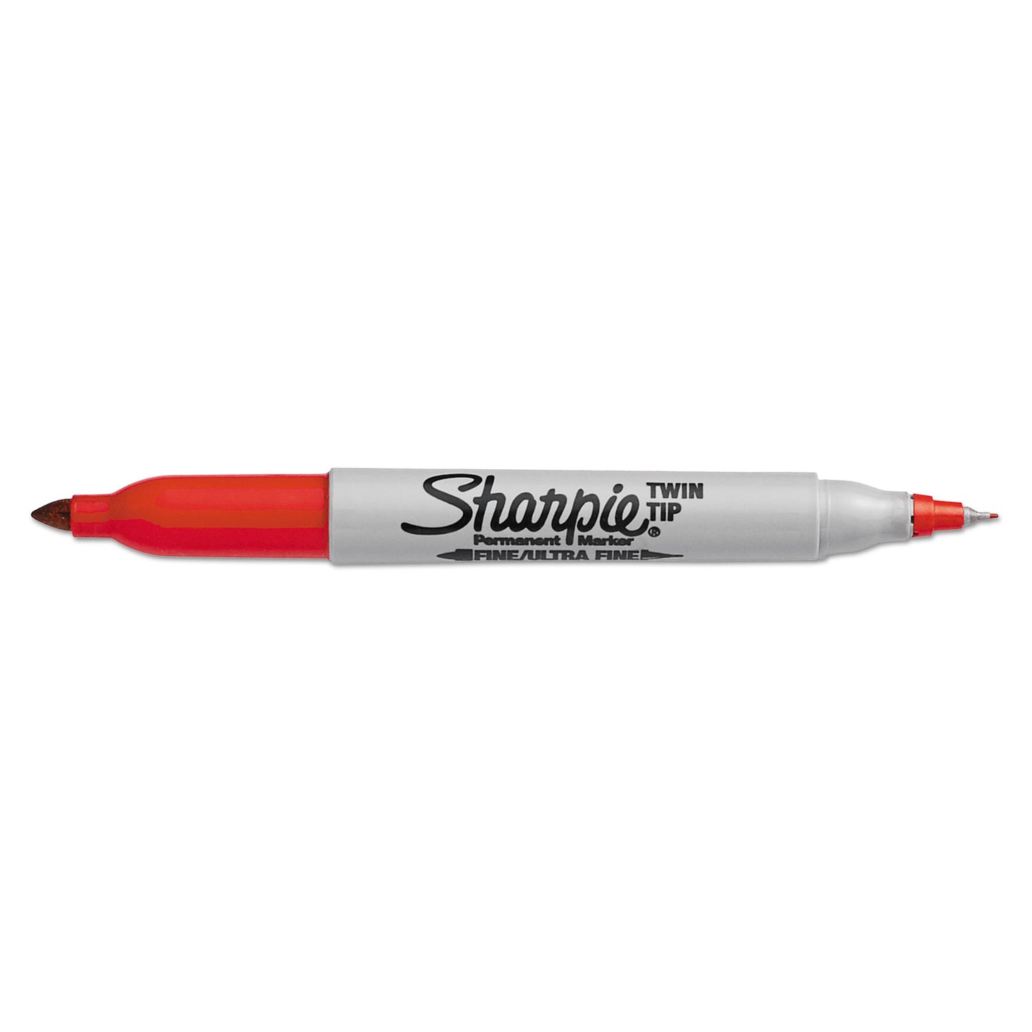 Sharpie Twin-Tip Permanent Marker, Extra-Fine/Fine Bullet Tips, Red, Dozen (32002)