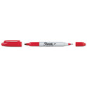 Sharpie Twin-Tip Permanent Marker, Extra-Fine/Fine Bullet Tips, Red, Dozen (32002)