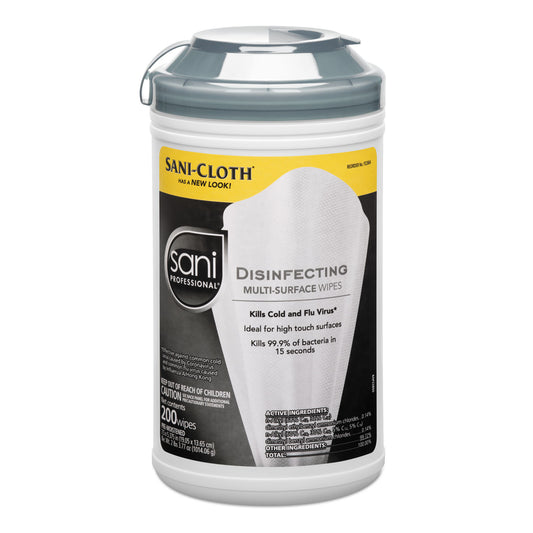Sani Disinfecting Multi-Surface Wipes, 7.5 x 5.38, White, 200/Canister (P22884EA)