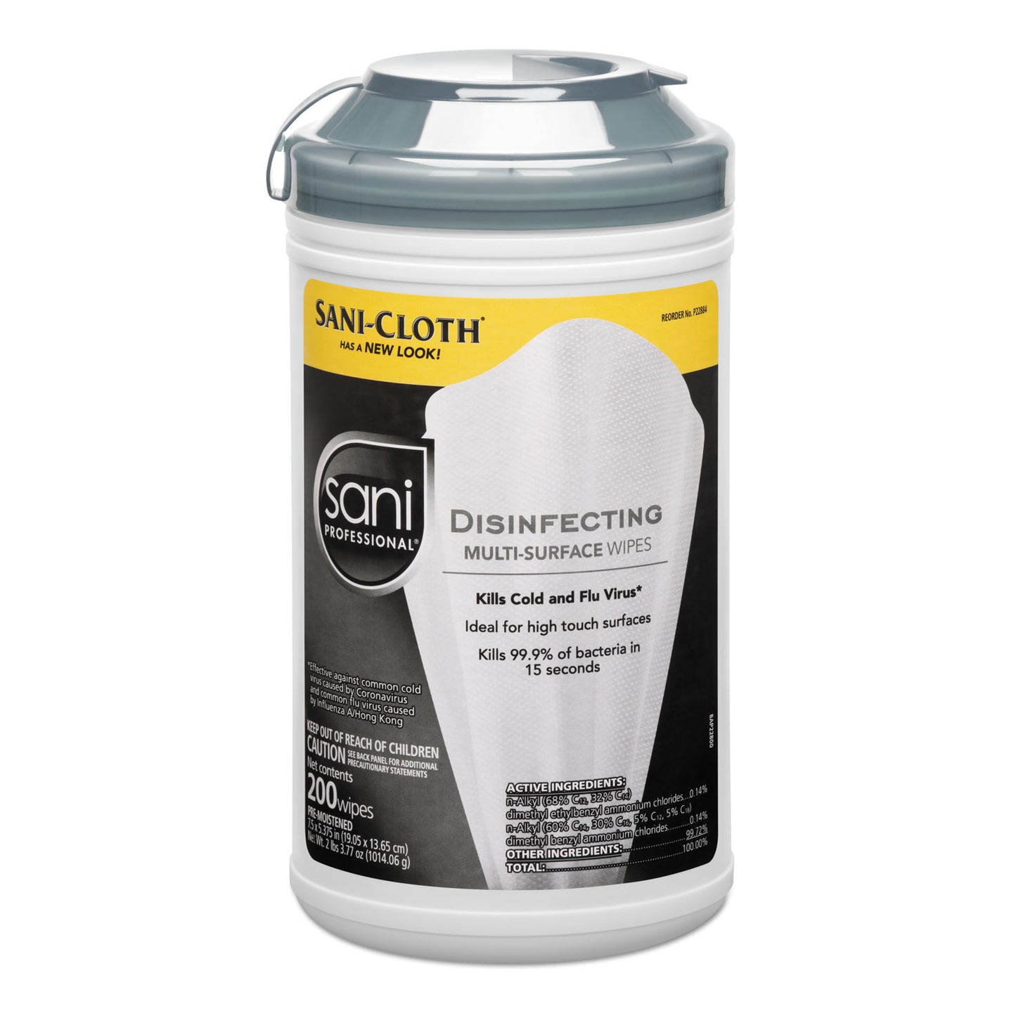 Sani Disinfecting Multi-Surface Wipes, 7.5 x 5.38, White, 200/Canister (P22884EA)
