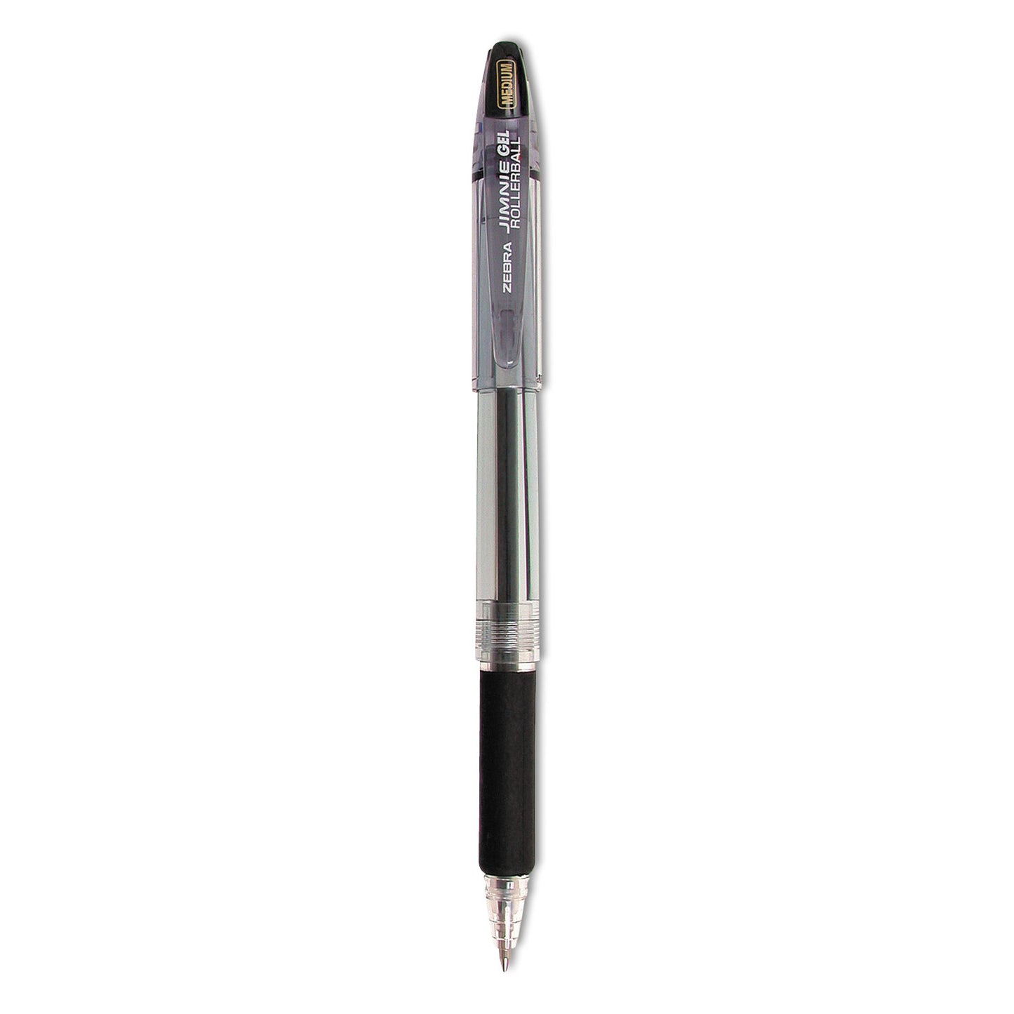 Zebra Jimnie Gel Pen, Stick, Medium 0.7 mm, Black Ink, Clear/Black Barrel, 12/Pack (44110)