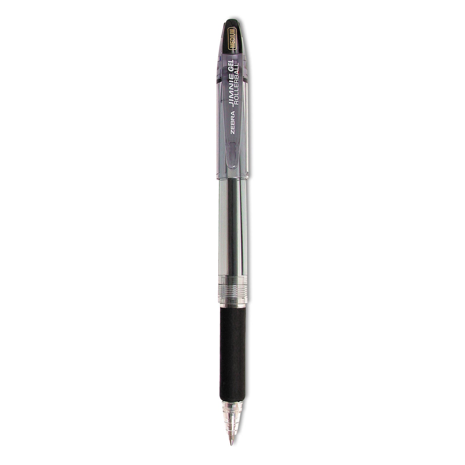 Zebra Jimnie Gel Pen, Stick, Medium 0.7 mm, Black Ink, Clear/Black Barrel, 12/Pack (44110)