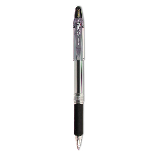 Zebra Jimnie Gel Pen, Stick, Medium 0.7 mm, Black Ink, Clear/Black Barrel, 12/Pack (44110)