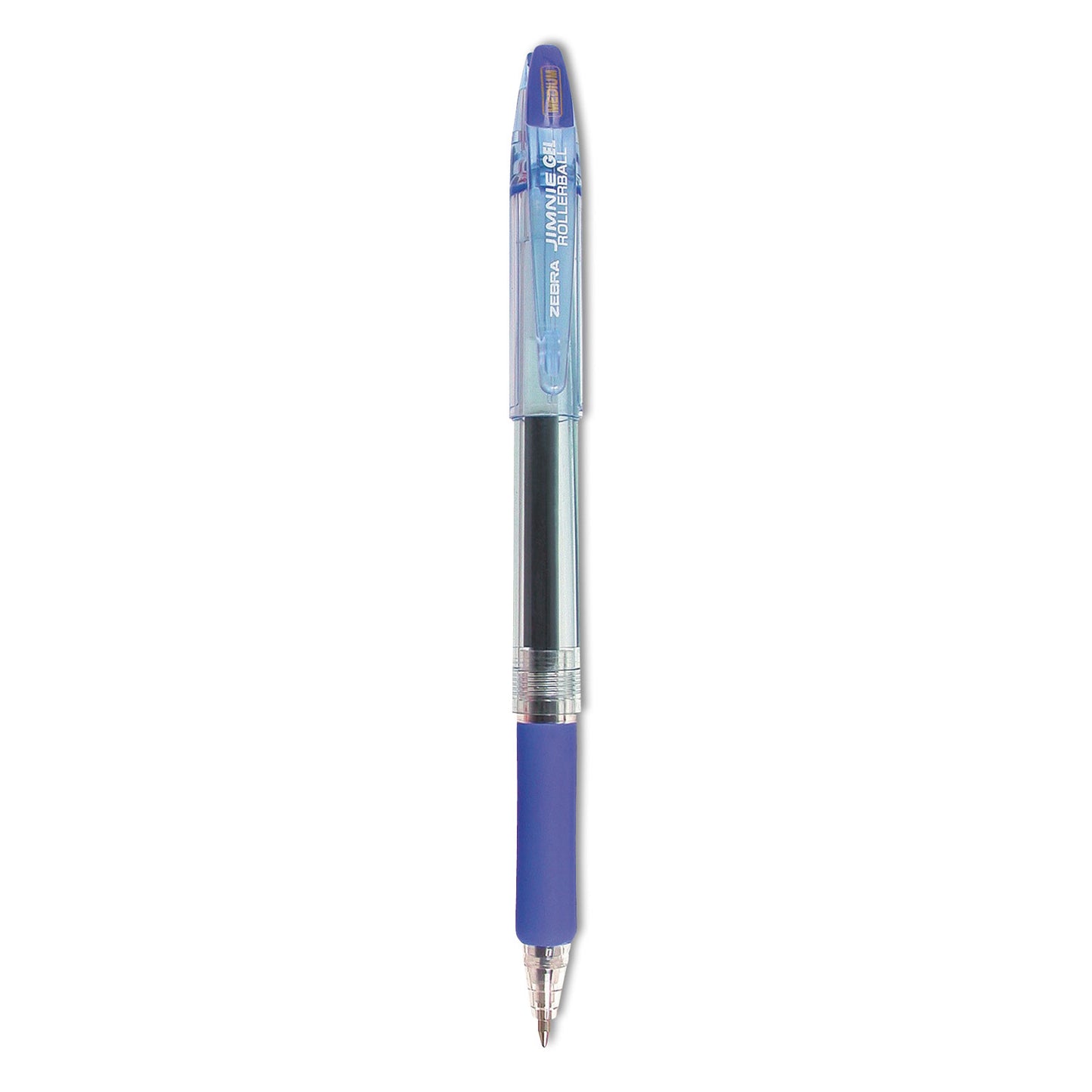 Zebra Jimnie Gel Pen, Stick, Medium 0.7 mm, Blue Ink, Clear/Blue Barrel, 12/Pack (44120)