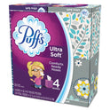 Puffs Ultra Soft Facial Tissue, 2-Ply, White, 56 Sheets/Box, 4 Boxes/Pack, 6 Packs/Carton (35295)