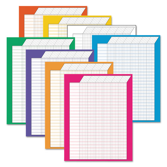 TREND Jumbo Vertical Incentive Chart Pack, 22 x 28, Vertical Orientation, Assorted Colors with Assorted Borders, 8/Pack (T73901)