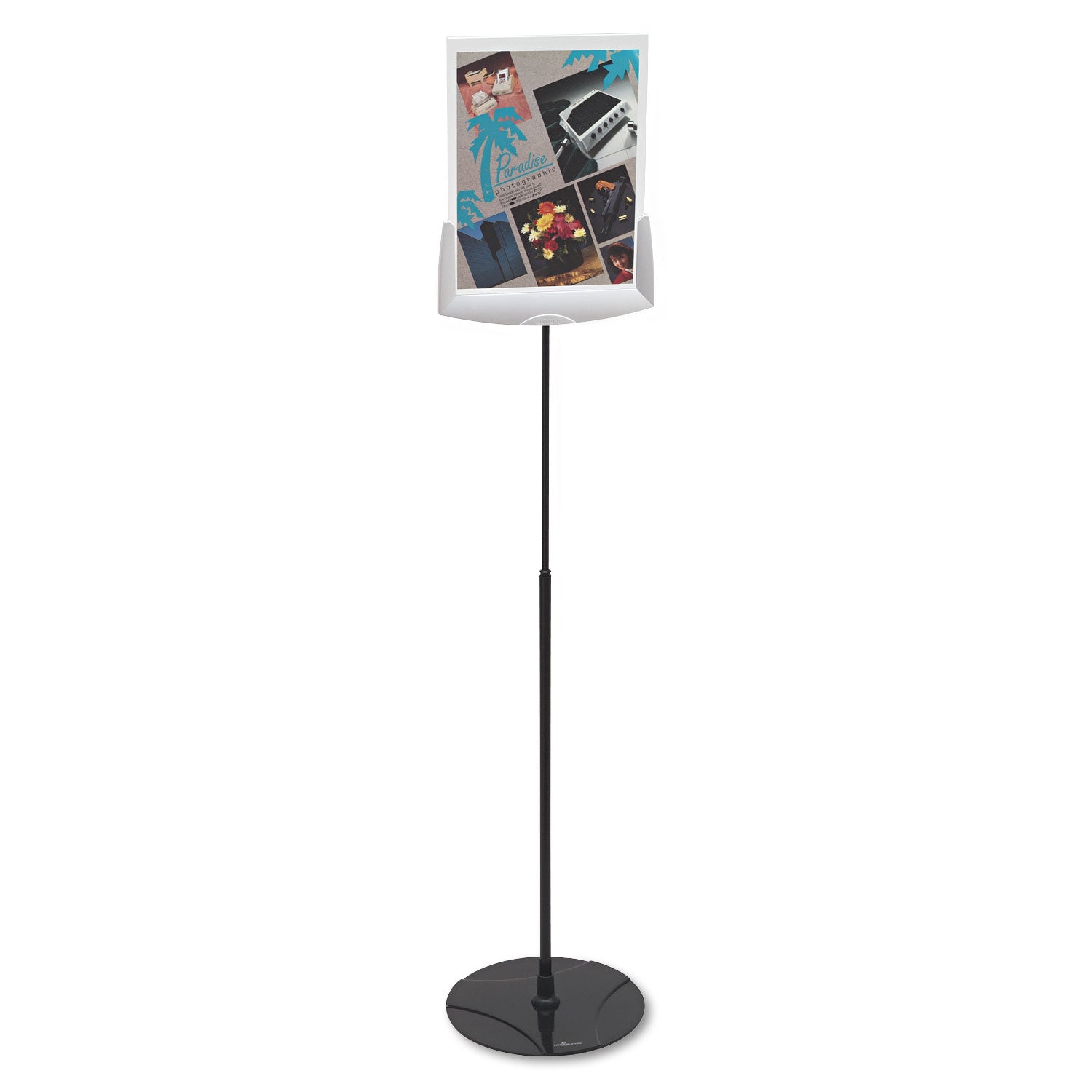 Durable Sherpa Infobase Sign Stand, Acrylic/Metal, 40" to 60" High, Gray (558957)