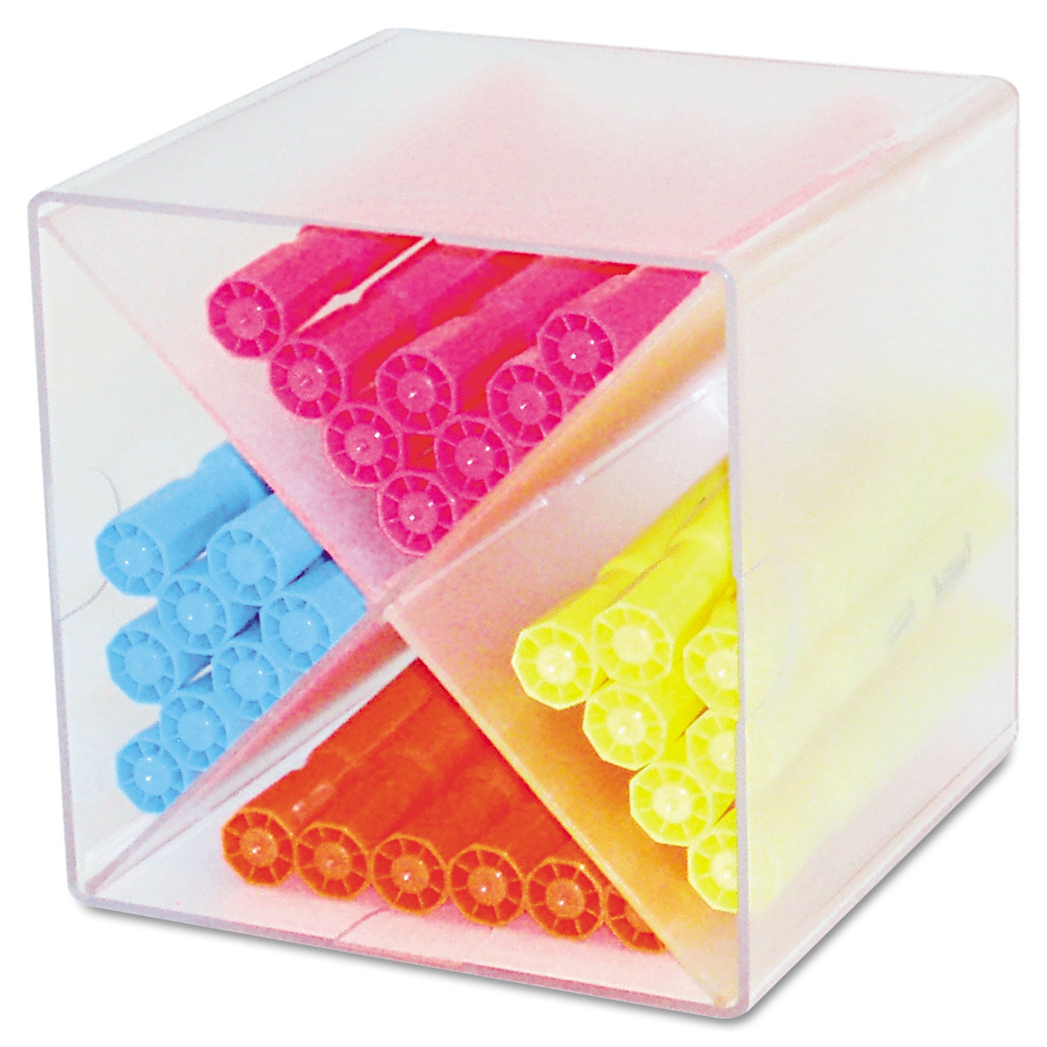 Deflecto Stackable Cube Organizer, X Divider, 4 Compartments, Plastic, 6 x 7.2 x 6, Clear (350201)