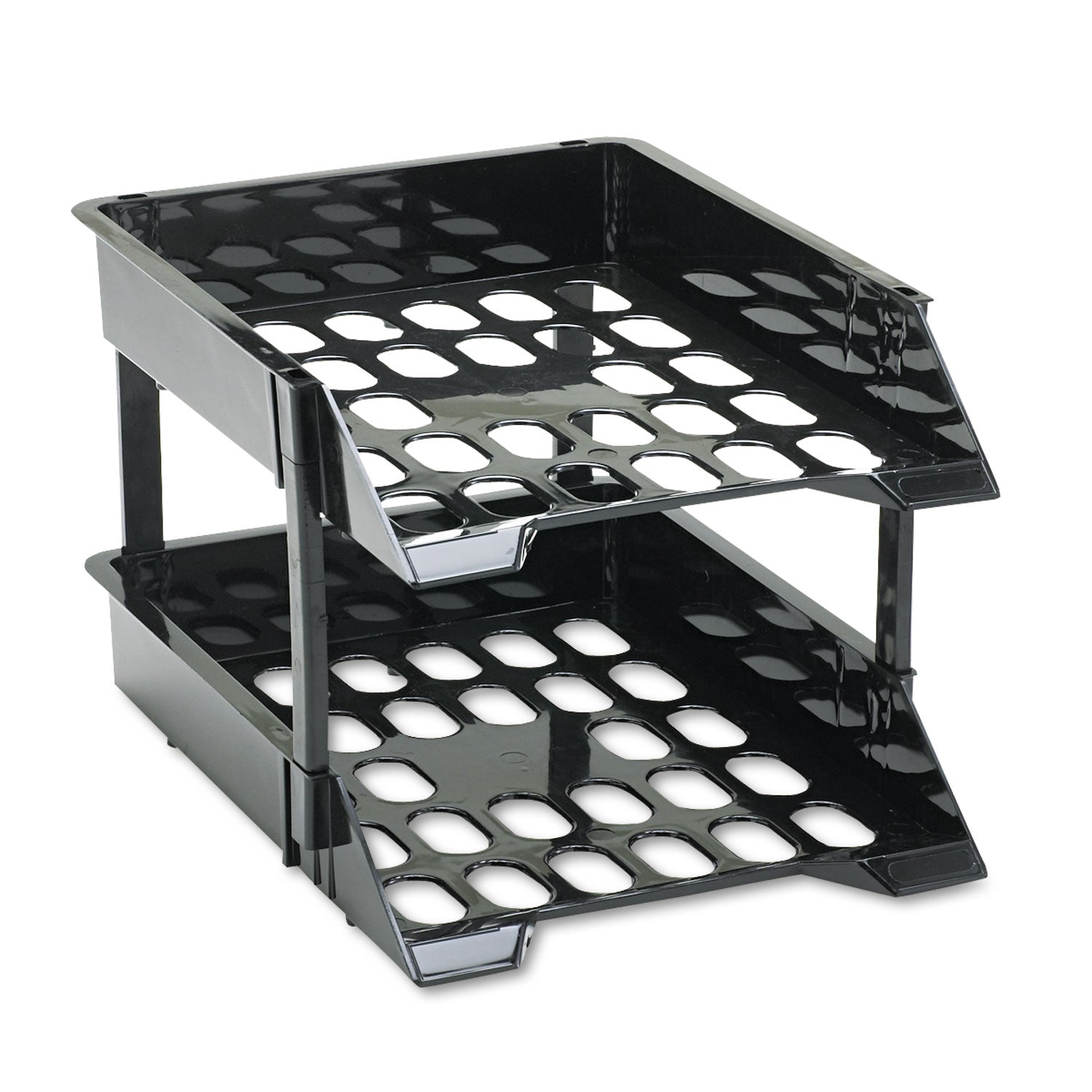 Deflecto SuperTray Countertop Tray Set, 2 Sections, Letter to Legal Size Files, 11" x 14.88" x 2.5", Black, 2/Pack (63304)