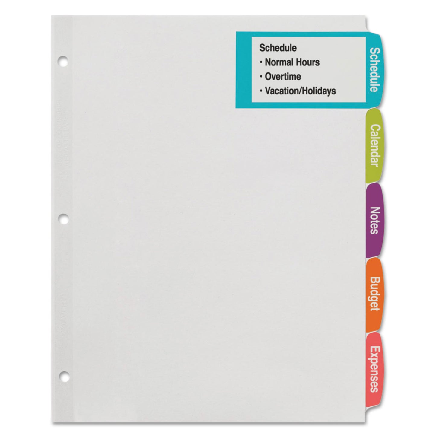 Avery Big Tab Printable Large White Label Tab Dividers, 5-Tab, 11 x 8.5, White, 20 Sets (14440)