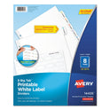 Avery Big Tab Printable White Label Tab Dividers, 8-Tab, 11 x 8.5, White, 20 Sets (14435)