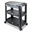 Alera 3-in-1 Cart/Stand, Plastic, 3 Shelves, 1 Drawer, 100 lb Capacity, 21.63" x 13.75" x 24.75", Black/Gray (U3N1BL)