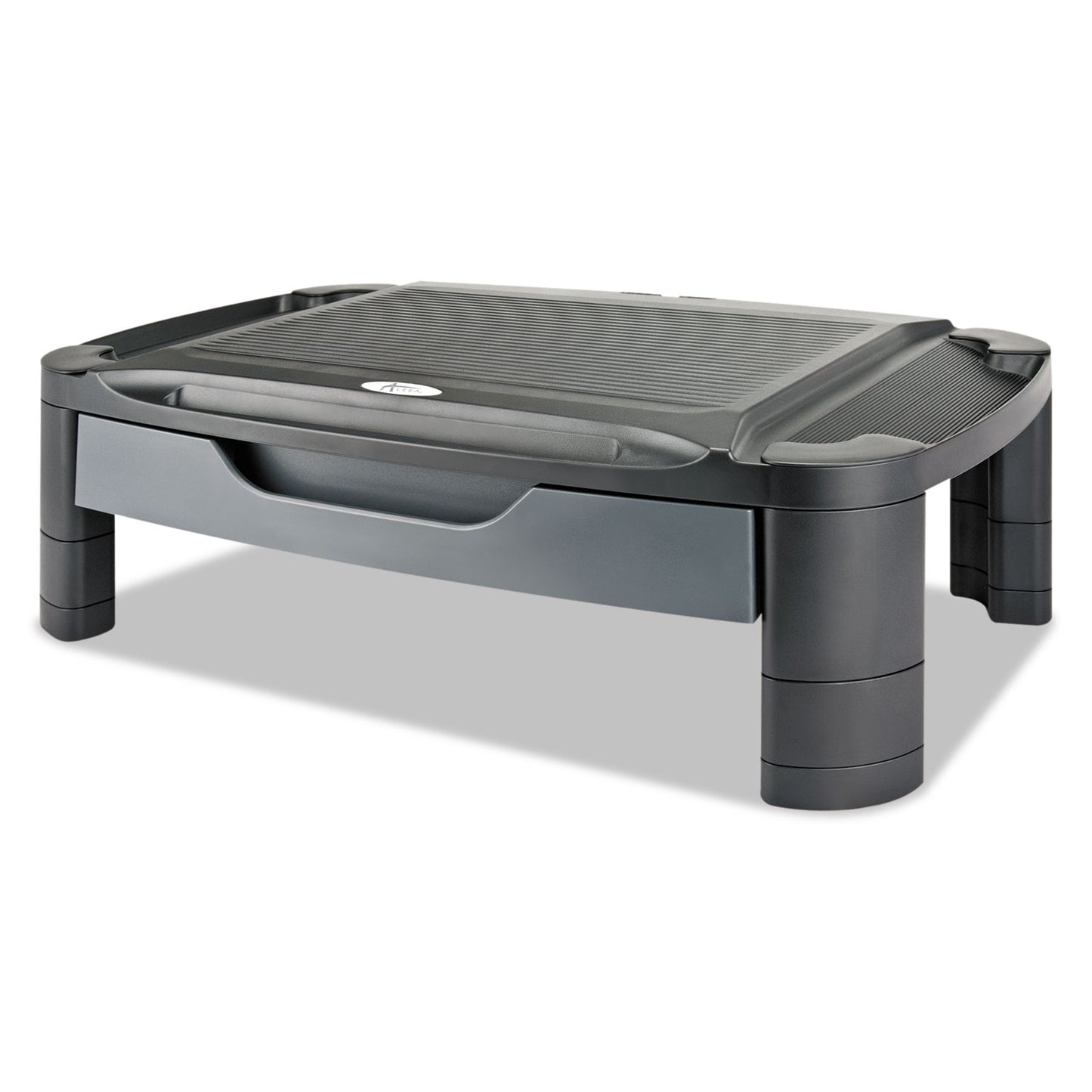 Alera 3-in-1 Cart/Stand, Plastic, 3 Shelves, 1 Drawer, 100 lb Capacity, 21.63" x 13.75" x 24.75", Black/Gray (U3N1BL)