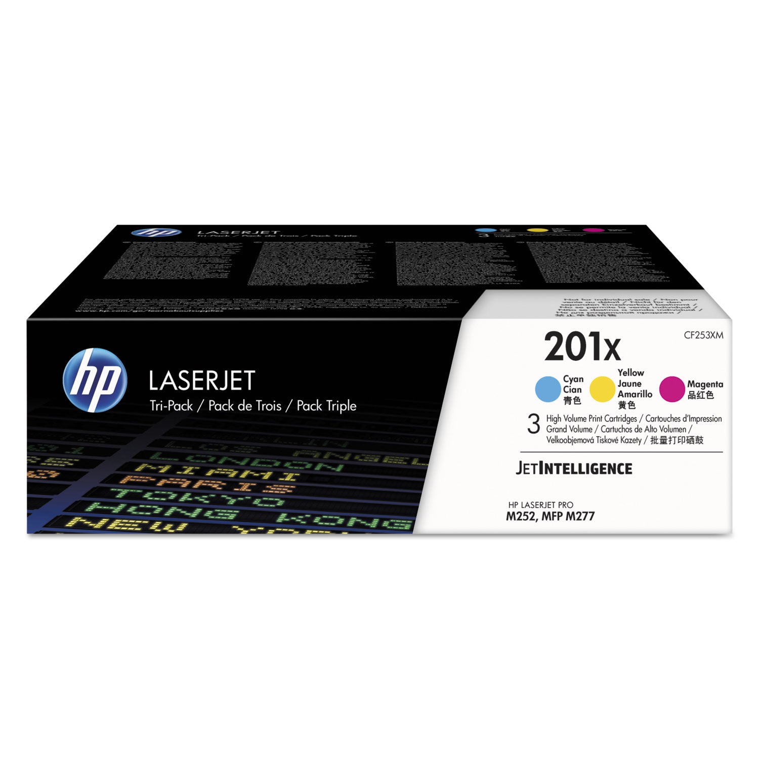 HP 201X, (CF253X-M) 3-Pack High-Yield Cyan/Magenta/Yellow Original LaserJet Toner Cartridges