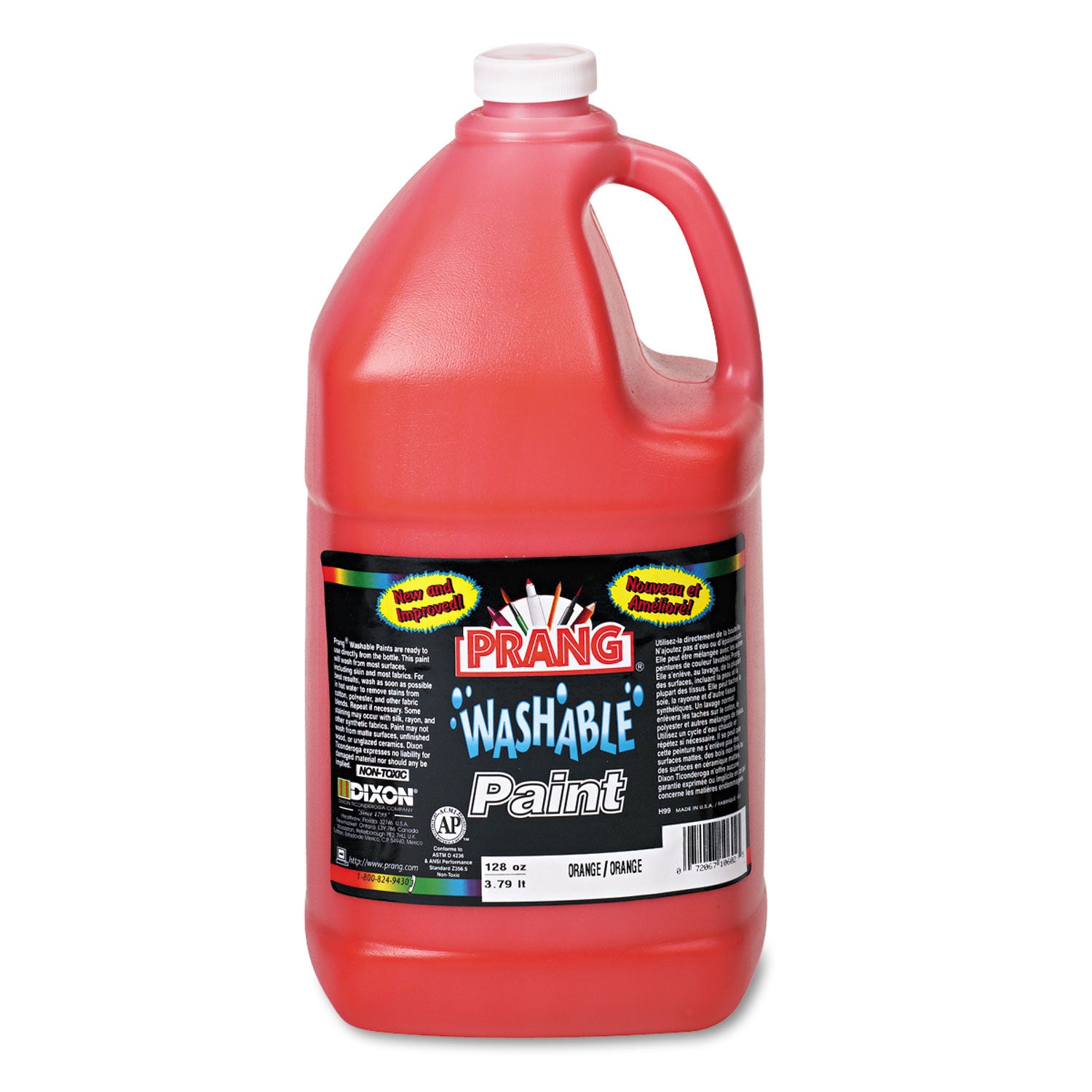Prang Washable Paint, Orange, 1 gal Bottle (10602)