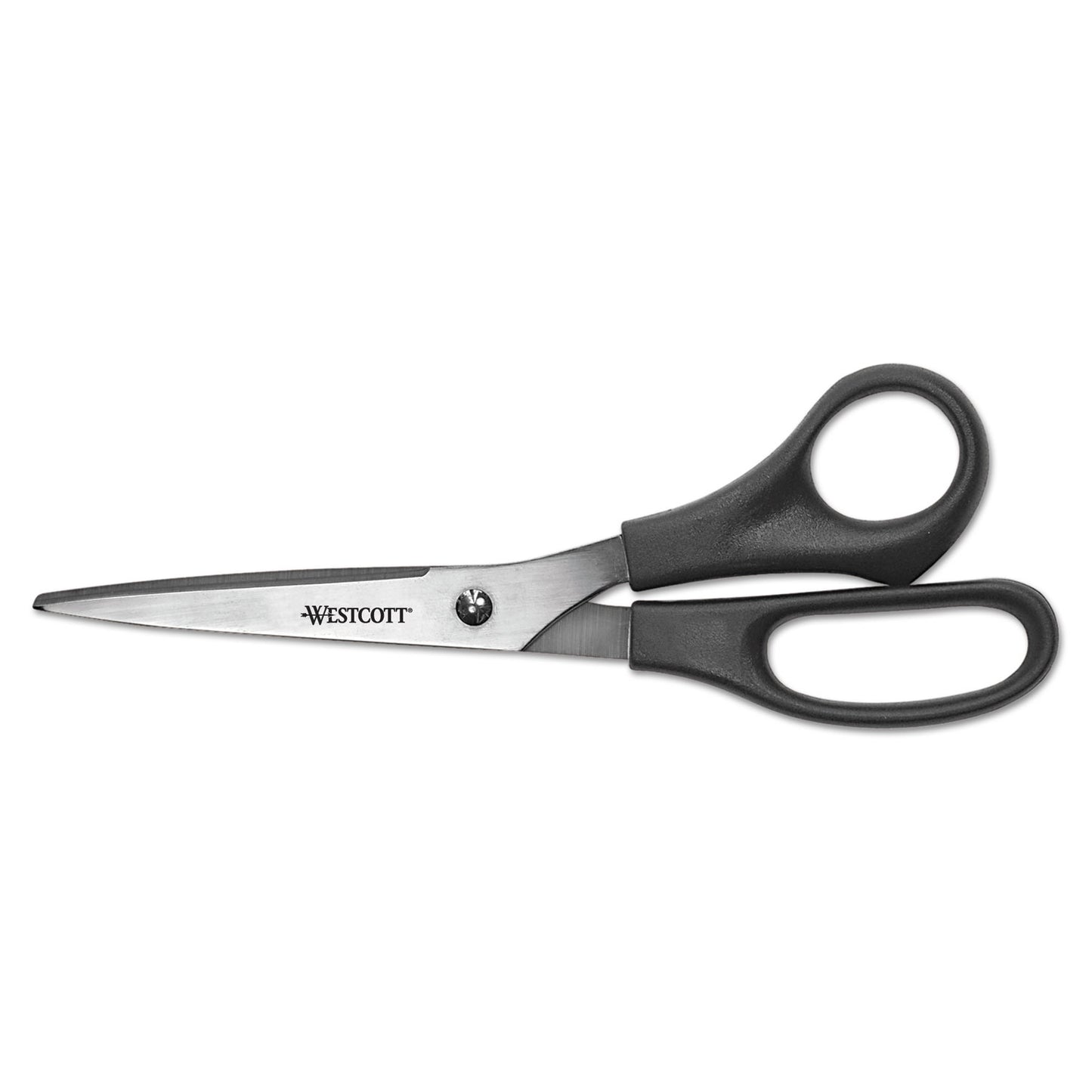 Westcott All Purpose Stainless Steel Scissors, 8" Long, 3.5" Cut Length, Offset Black Handle, 3/Pack (16907)