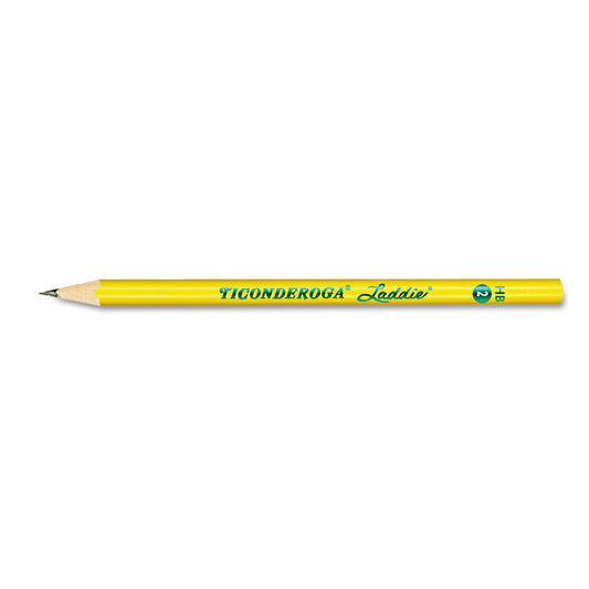 Dixon Ticonderoga Laddie Woodcase Pencil, HB (#2), Black Lead, Yellow Barrel, Dozen (13040)