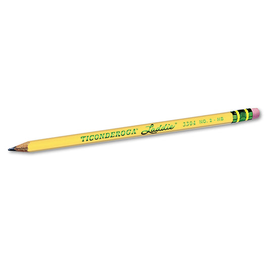 Dixon Ticonderoga Laddie Woodcase Pencil with Microban Protection, HB (#2), Black Lead, Yellow Barrel, Dozen (13304)