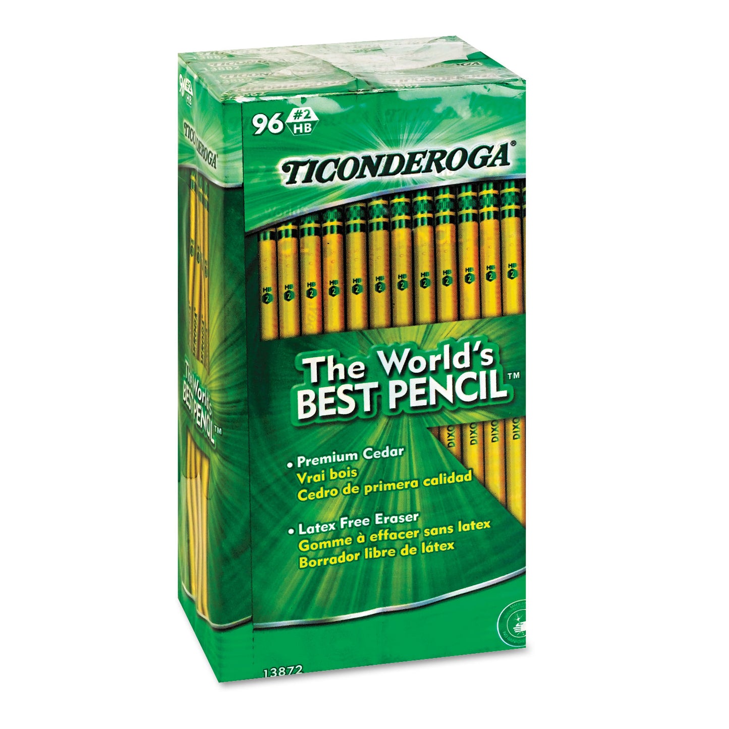 Ticonderoga Pencil Value Pack, HB (#2), Black Lead, Yellow Barrel, 96/Pack (13872)