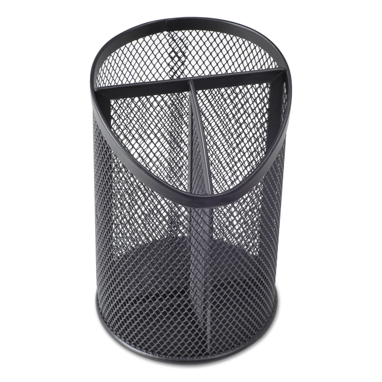 Universal Metal Mesh 3-Compartment Pencil Cup, 4.13" Diameter x 6"h, Black (20019)
