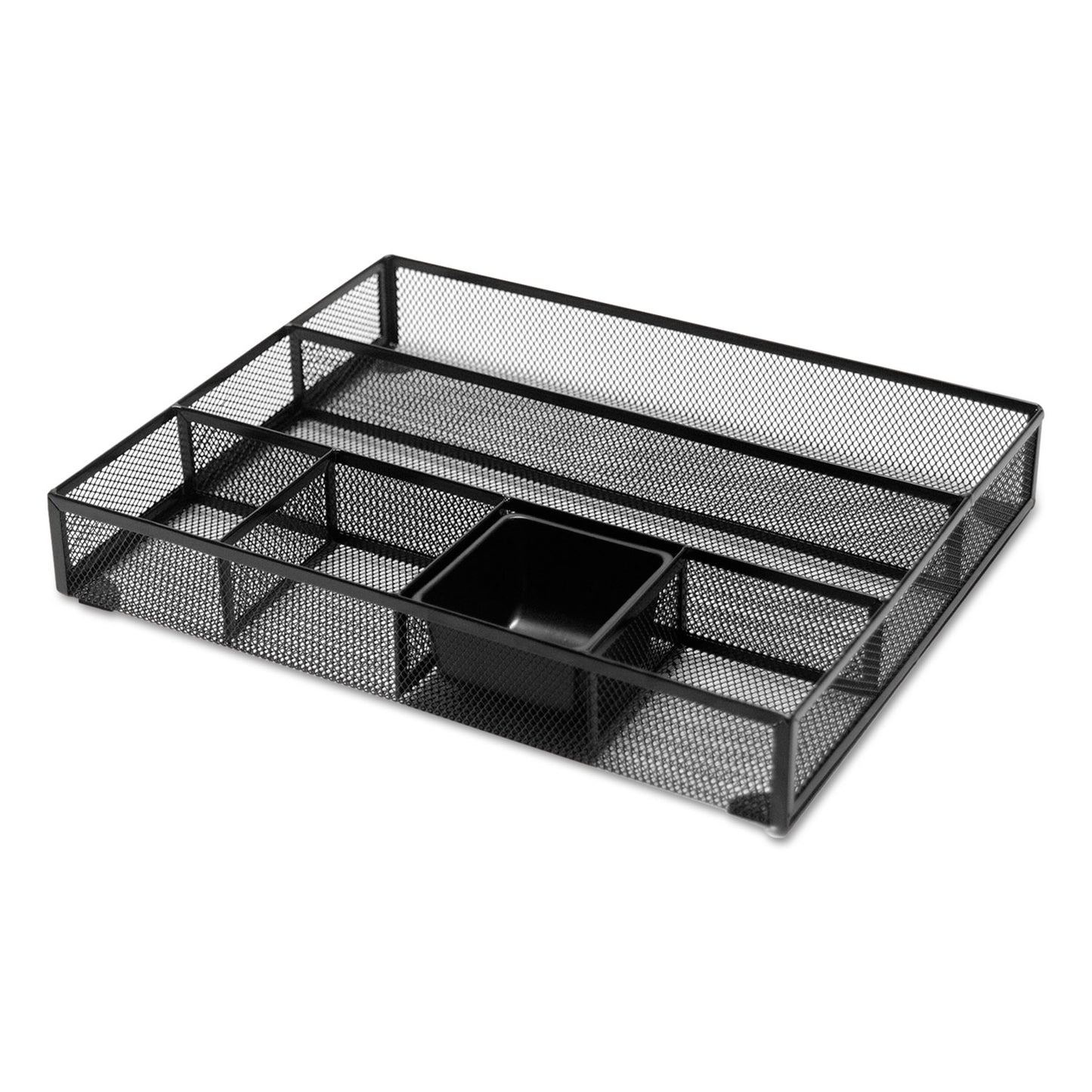 Universal Metal Mesh Drawer Organizer, Six Compartments, 15 x 11.88 x 2.5, Black (20021)