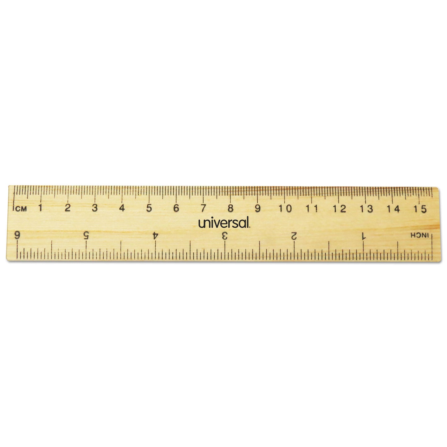 Universal Flat Wood Ruler, Standard/Metric, 6" Long (59024)