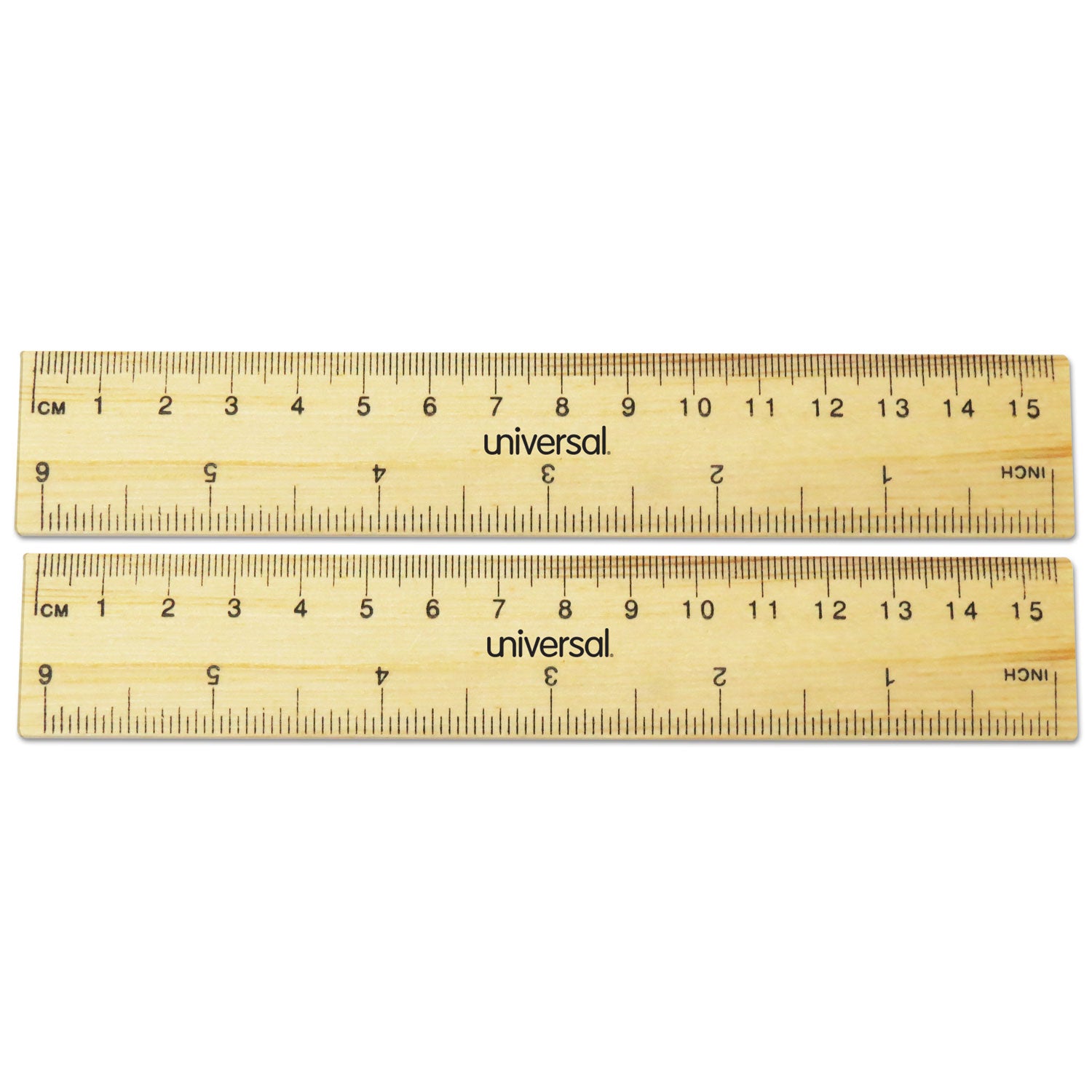 Universal Flat Wood Ruler, Standard/Metric, 6" Long (59024)